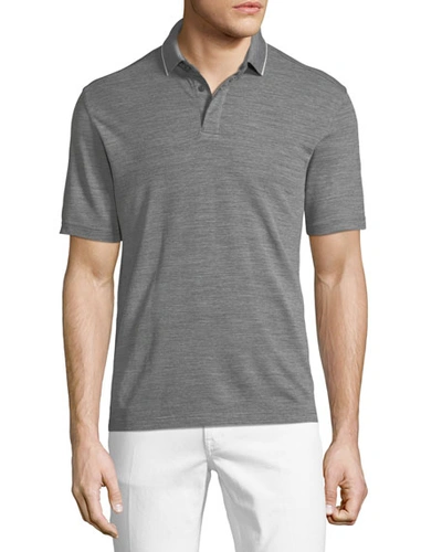 Zegna Sport Heathered Wool Polo Shirt In Gray