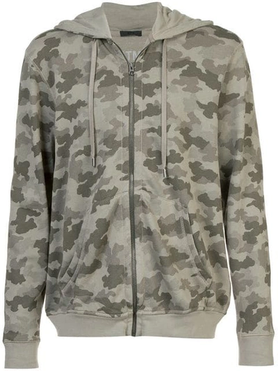 Atm Anthony Thomas Melillo Camouflage-print Terry Zip-front Hoodie Sweatshirt In Sage Camo