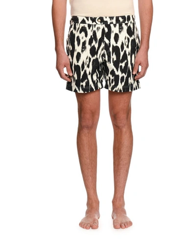 Tom Ford Graphic-print Swim Trunks In Black/white