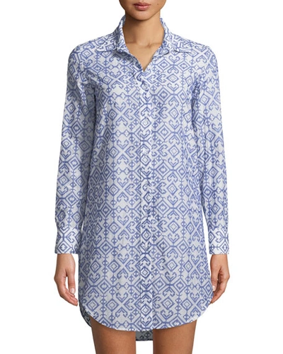 Milly Jessica Button-front Long-sleeve Printed Coverup