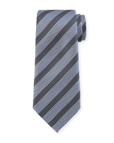 Ermenegildo Zegna Chevron-striped Silk Tie In Gray