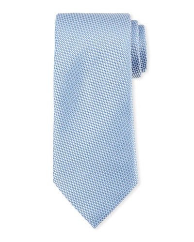 Ermenegildo Zegna Tonal Checked Silk Tie In Blue