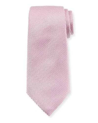 Ermenegildo Zegna Tonal Check Silk Tie, Pink