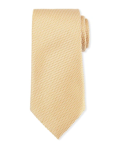 Ermenegildo Zegna Tonal Checked Silk Tie In Yellow