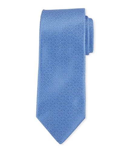 Charvet Tonal Floral-print Silk Tie In Light Blue