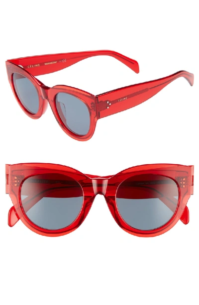 Celine Studded Cat-eye Acetate International-fit Sunglasses, Red Pattern In Red/ Vintage Blue