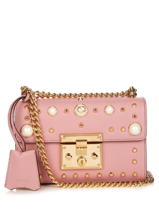 Gucci Padlock Small Embellished Leather Cross-body Bag In Pink | ModeSens