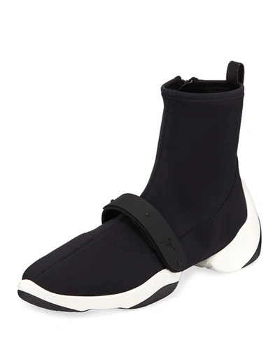 Giuseppe Zanotti Men's High-stretch Runner Sneakers In Black/white