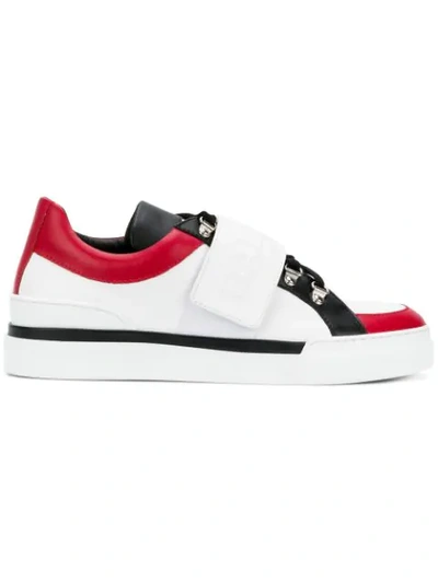 Balmain Multicolor Leather Sneakers In White