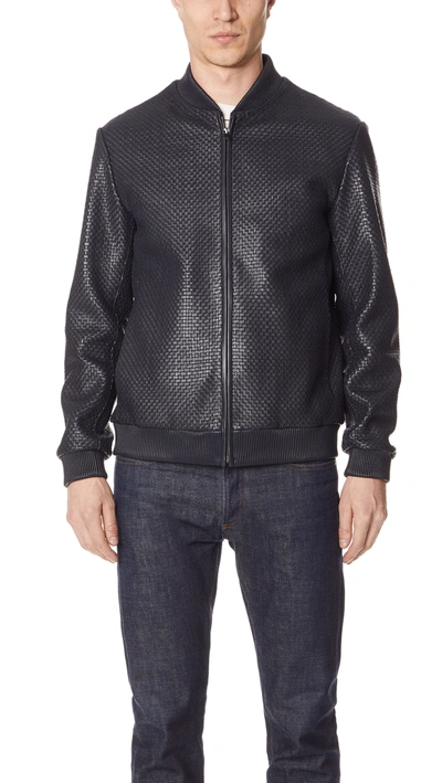 Theory Sterling Woven-leather Jacket In Eclipse