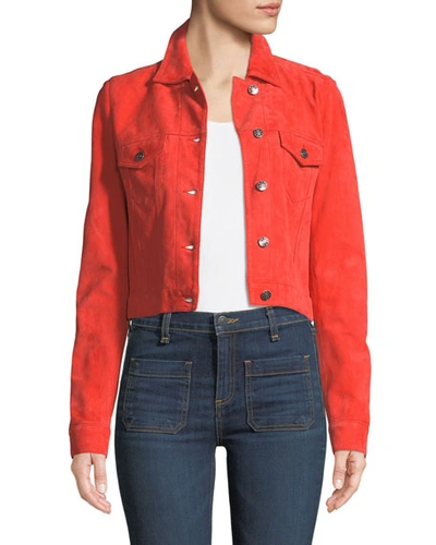 Veronica Beard Liam Suede Button-front Cropped Jacket