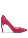 Nicholas Kirkwood Mira Pearl-heeled Suede Pumps In Raspberry-pink