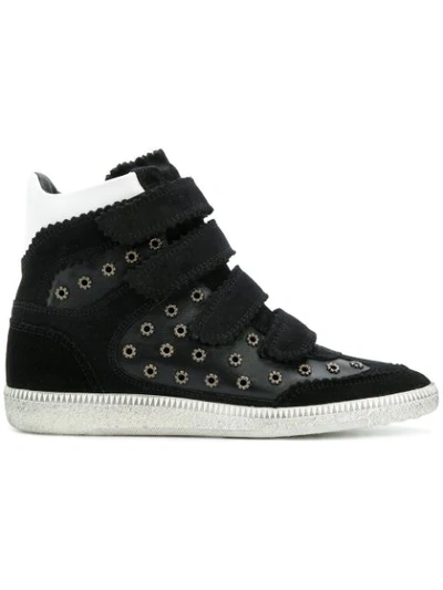 Isabel Marant Bilsy Embellished Concealed-wedge Leather Trainers In Black