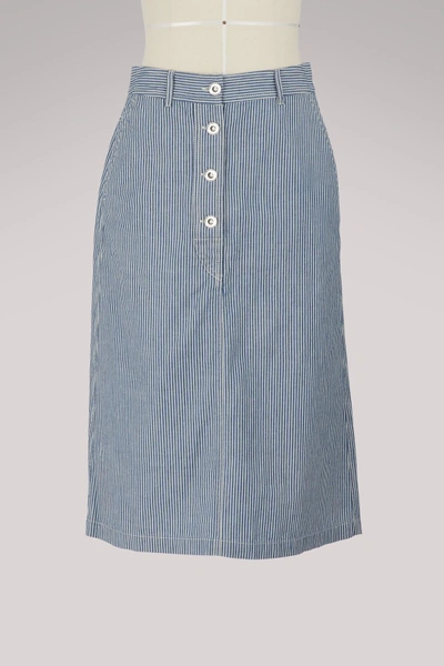 A.p.c. Love Striped Cotton Skirt In Indigo | ModeSens