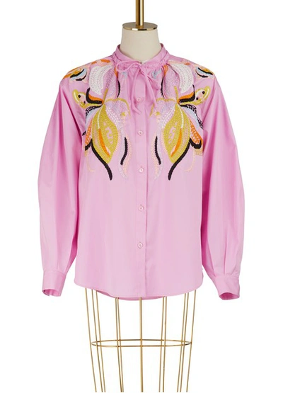 Emilio Pucci Popeline Embroidered Shirt In Pink