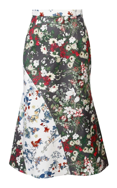 Anouki Multicolor Flower Print Godet Skirt In Floral