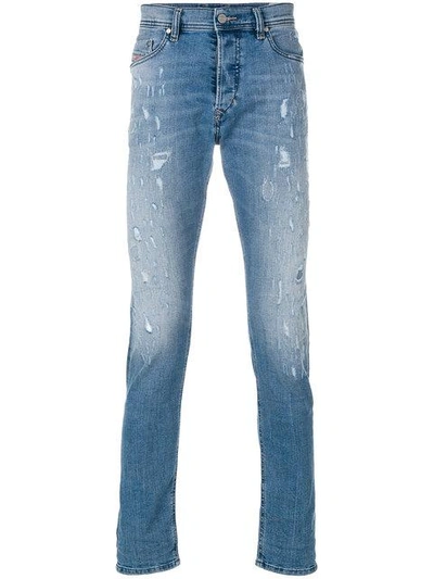 Diesel Distressed Slim Fit Jeans In Blue