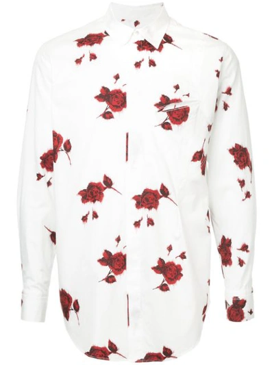 Bed J.w. Ford Rose Print Button Down Shirt In White