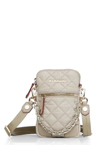 Mz Wallace Micro Crosby Quilted Oxford Nylon Convertible Crossbody - Beige In Atmosphere/gold