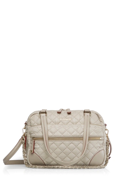 Mz Wallace Crosby Quilted Bedford Nylon Tote - Beige In Atmosphere/gold