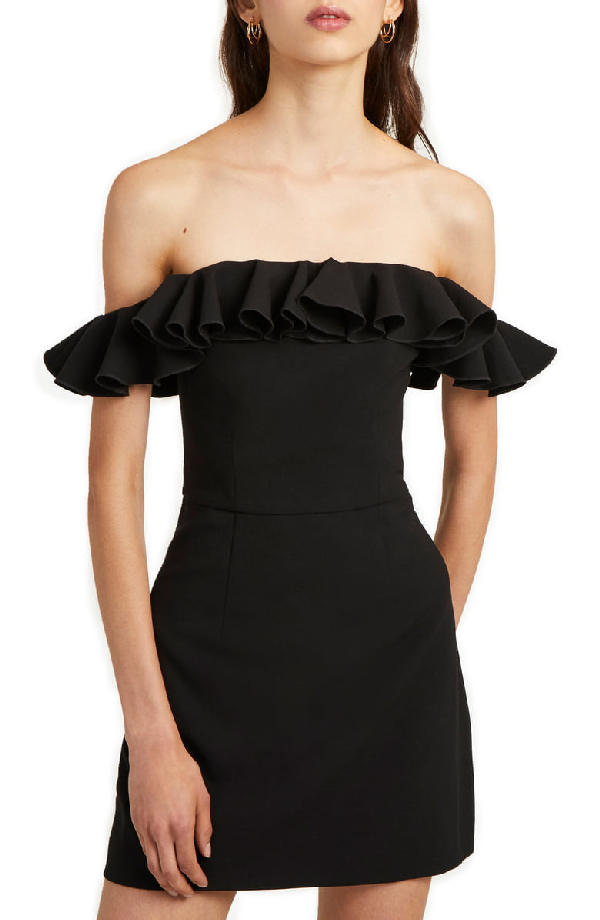 french connection black ruffle dress