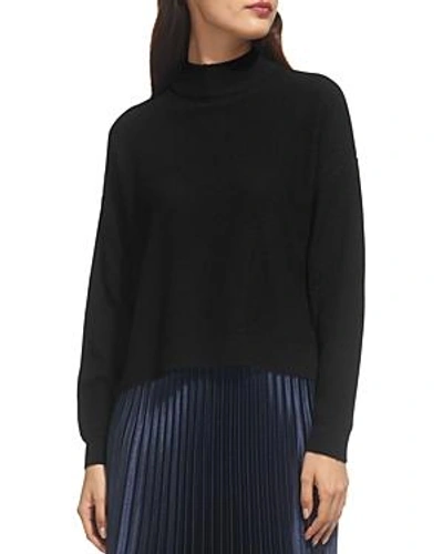 Whistles Textured Funnel Neck Sweater In Black
