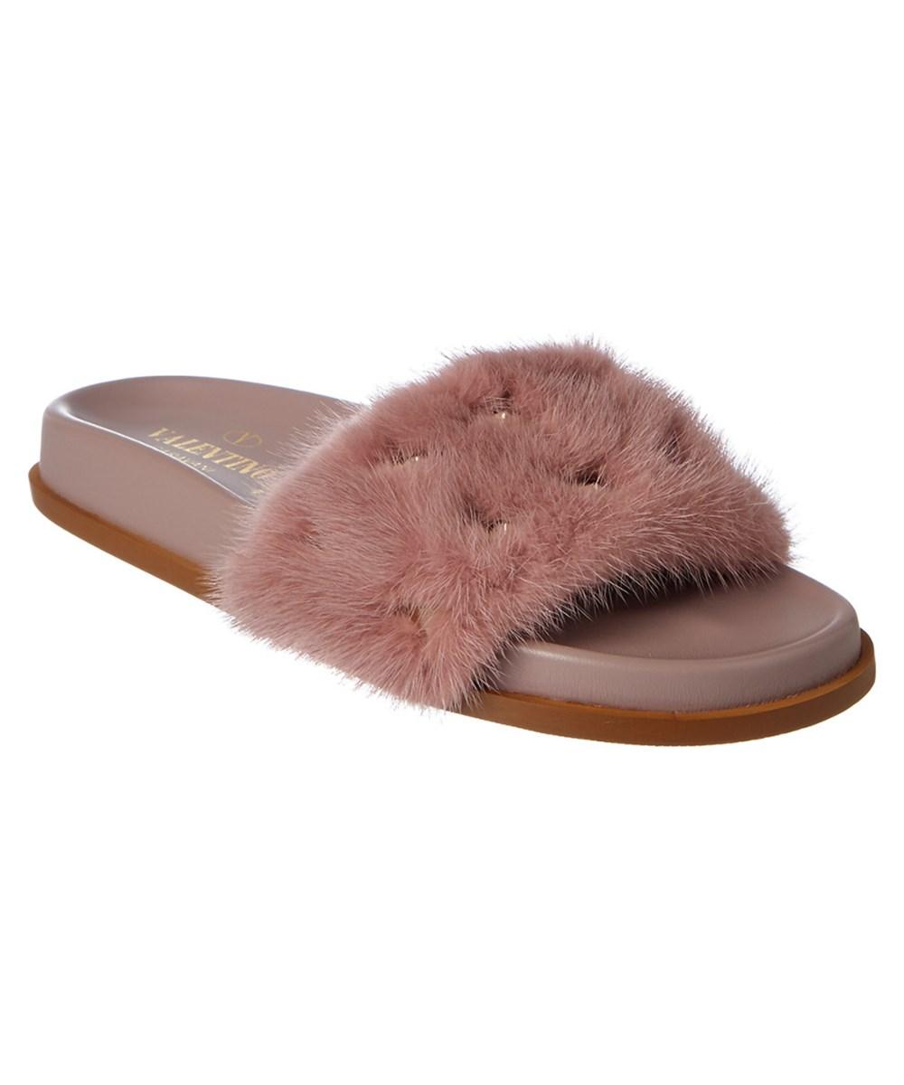 valentino fur slides