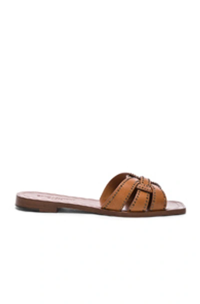 Saint Laurent Nu Pieds 05 Sandals In Amber Studded Leather
