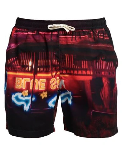 Blue Sky Inn Man Swim Trunks Black Size Xxl Polyester In Red