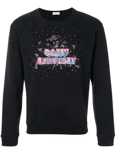 Saint Laurent Embroidered Sweatshirt In Black