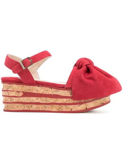 Paloma Barceló Platform Bow Sandals In Red