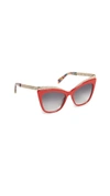 Moschino Chain Cat Eye Sunglasses In Red/dark Grey