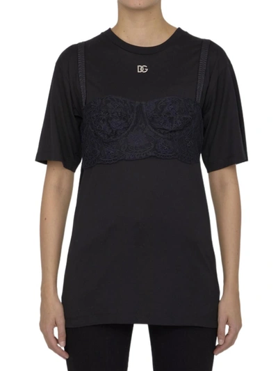 Dolce E Gabbana Women's Black Other Materials T-shirt