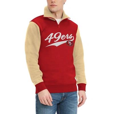 Tommy Hilfiger Scarlet/gold San Francisco 49ers Aiden Quarter-zip Sweatshirt In Scarlet,gold