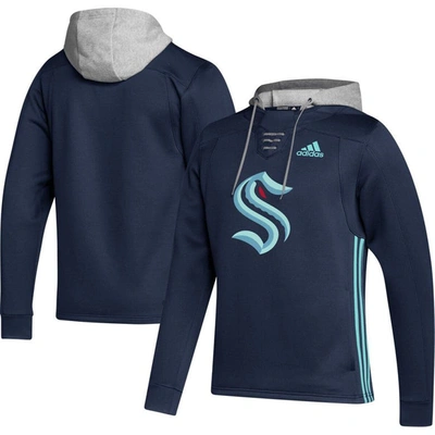 Adidas Originals Adidas Deep Sea Blue Seattle Kraken Skate Lace Primeblue Team Pullover Hoodie