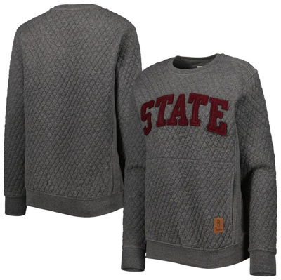 Pressbox Heather Charcoal Mississippi State Bulldogs Moose Quilted Pullover Sweatshirt