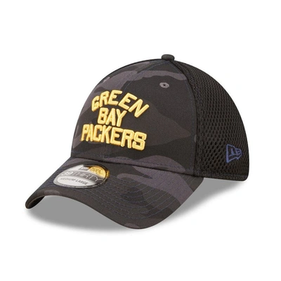 New Era Men's  Camo, Black Green Bay Packers Historic Logo Neo 39thirty Flex Hat In Camo,black