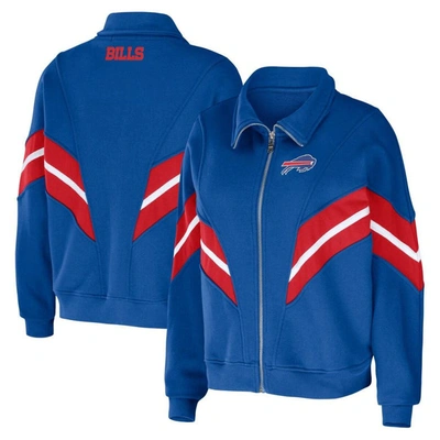 Wear By Erin Andrews Royal Buffalo Bills Yarn Dye Stripe Full-zip Jacket