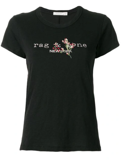 Rag & Bone Bouquet Logo Crewneck Short-sleeve Cotton T-shirt In Black