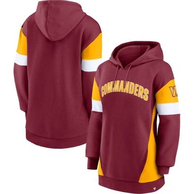 Fanatics Women's  Burgundy, Gold Washington Commanders Lock It Down Pullover Hoodie In Burgundy,gold