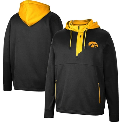 Colosseum Black Iowa Hawkeyes Luge 3.0 Quarter-zip Hoodie