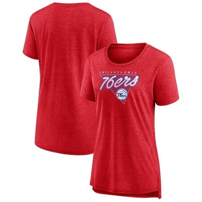 Fanatics Branded Heathered Red Philadelphia 76ers True Classics Tri-blend T-shirt