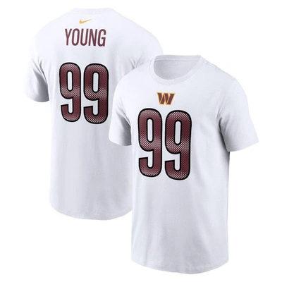 Nike Men's  Chase Young White Washington Commanders Player Name And Number T-shirt