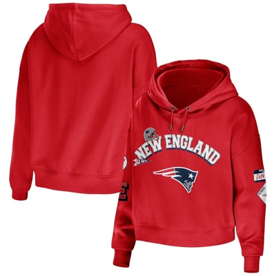 Wear By Erin Andrews Red New England Patriots Modest Cropped Pullover Hoodie