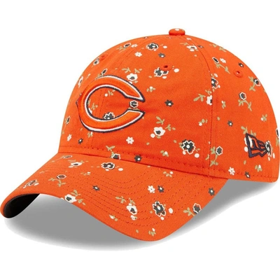 New Era Orange Chicago Bears  Floral 9twenty Adjustable Hat