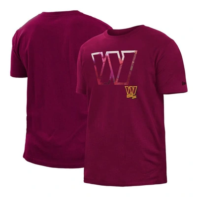 New Era Burgundy Washington Commanders 2022 Sideline Ink Dye T-shirt In Red