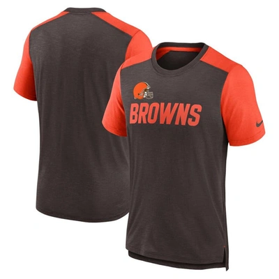 Nike Men's Color Block Team Name (nfl Cleveland Browns) T-shirt In Heathered Brown,heathered Orange