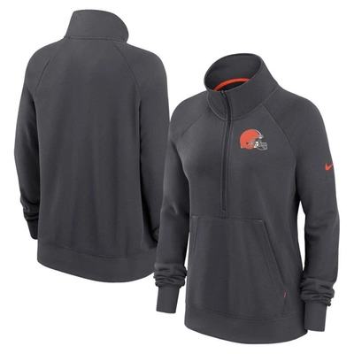Nike Charcoal Cleveland Browns Premium Raglan Performance Half-zip Sweatshirt