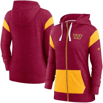 Nike Women's  Burgundy, Gold Washington Commanders Monaco Lightweight Full-zip Hoodie In Burgundy,gold