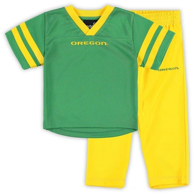 Outerstuff Kids' Toddler Green/yellow Oregon Ducks Red Zone Jersey & Trousers Set